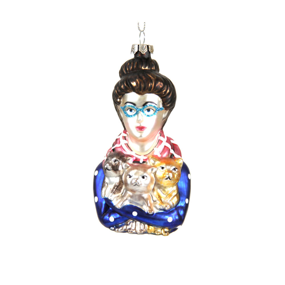 Cat Lady Ornament 4.5"