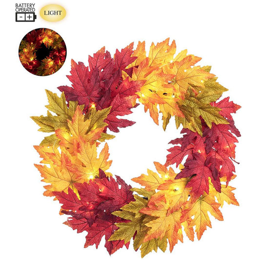 24" Maple Leaf Wreath with LED