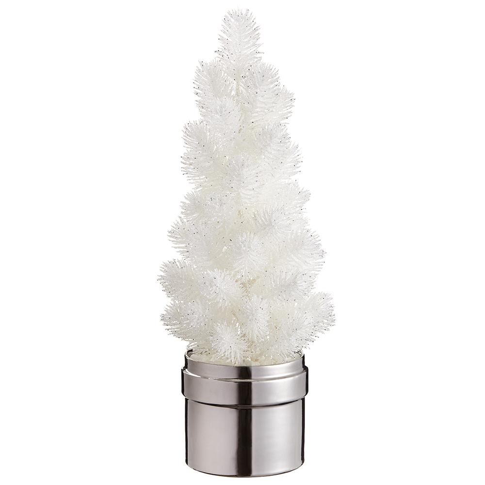 17.5" Glittered Pine Tree in Ceramic Pot