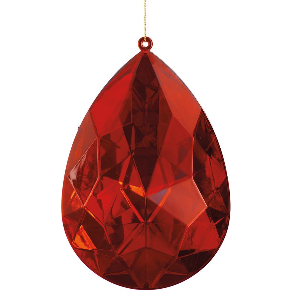 6" Gem Teardrop Ornament -  Red