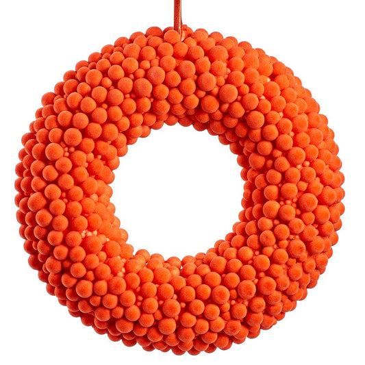 10.2" Pompon Wreath - Orange