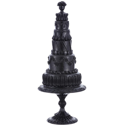 23.5" HALLOWEEN BLACK Glittered Cake on Stand