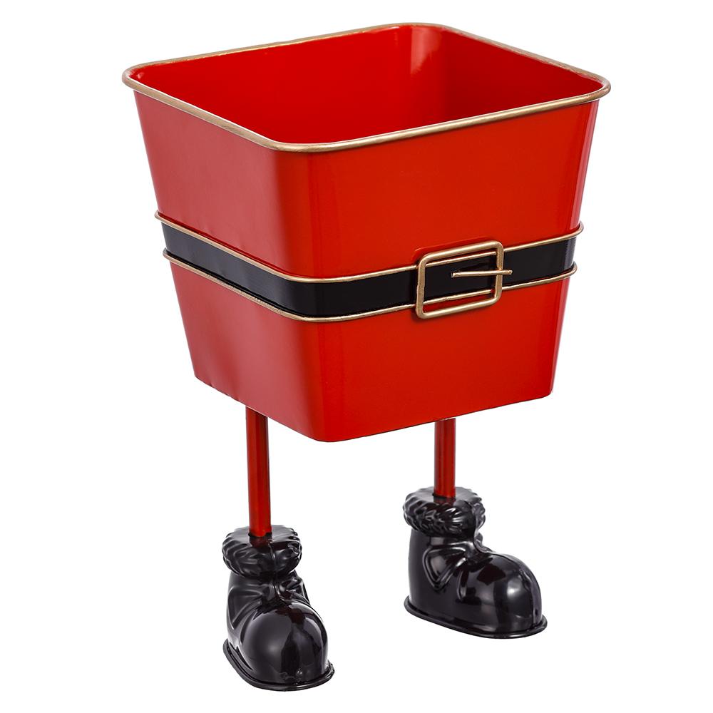 Square Metal Santa Planter