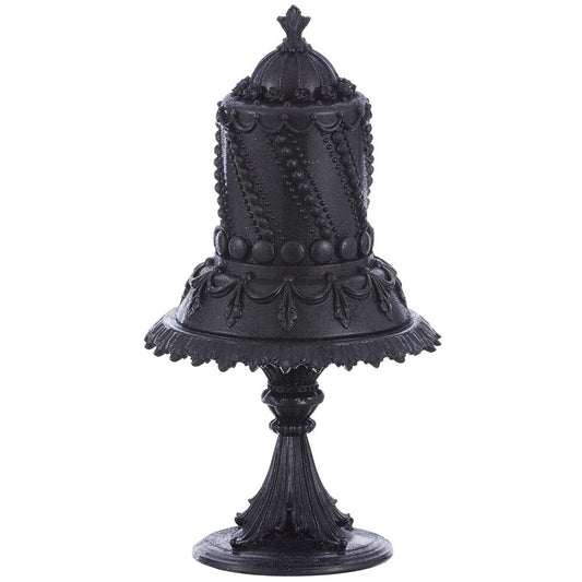 13" HALLOWEEN BLACK Glittered Cake on Stand
