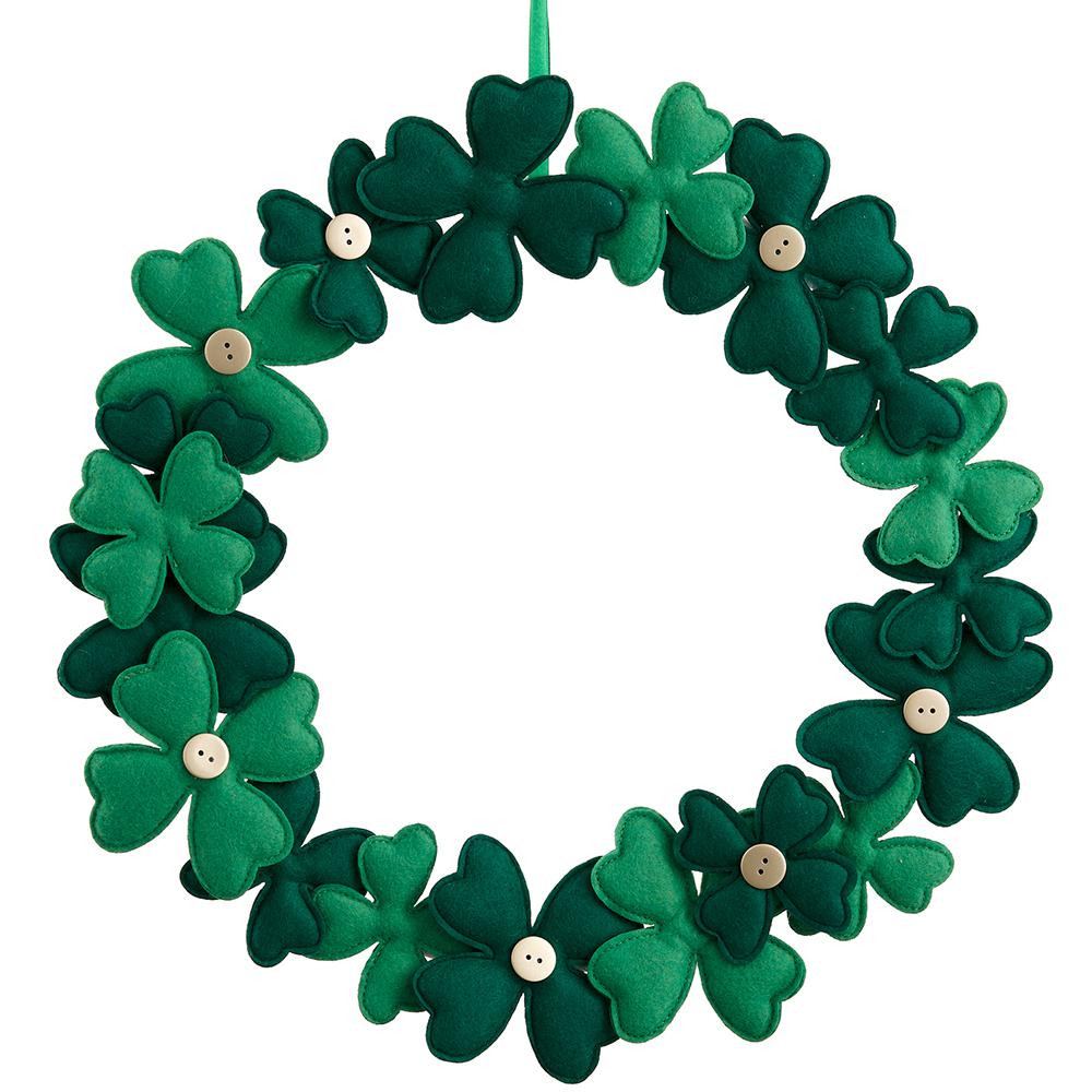 St Patricks Day - 17" Clover Wreath