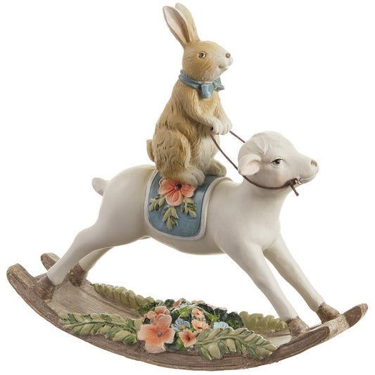 8.5" Bunny on Rocking Sheep
