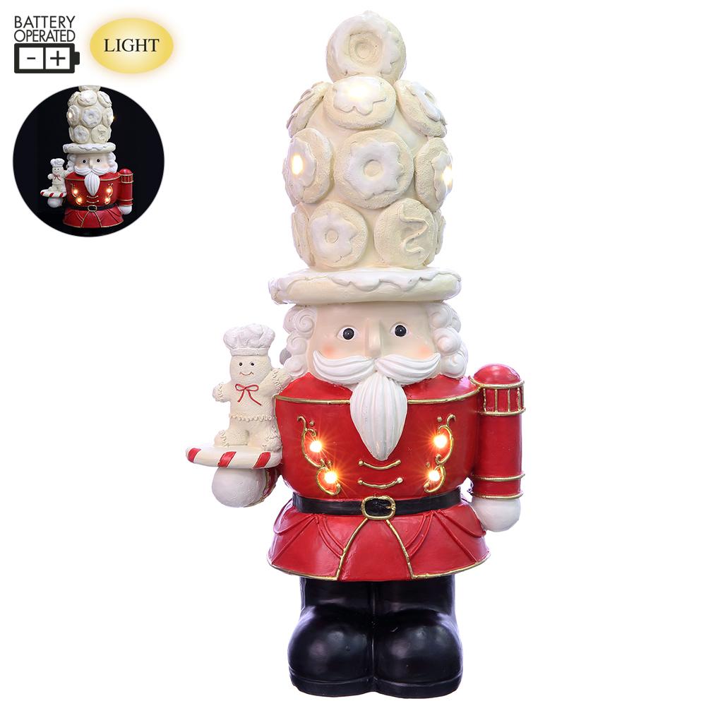 Christmas Carousel Collection - 16.5" Battery Operated Nutcracker Santa Red White
