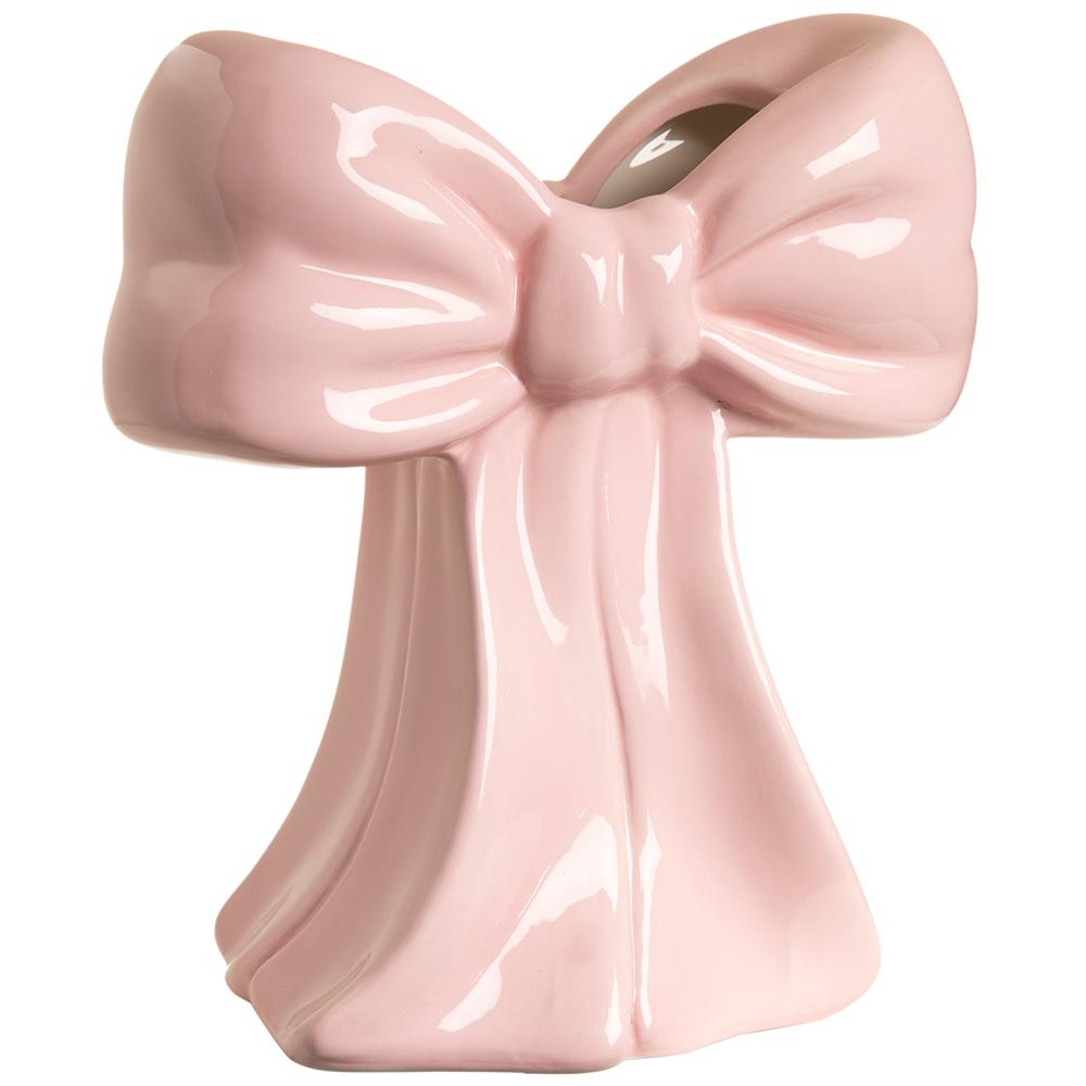 Cupids Valentine - 7" Pink Ceramic Bow Vase