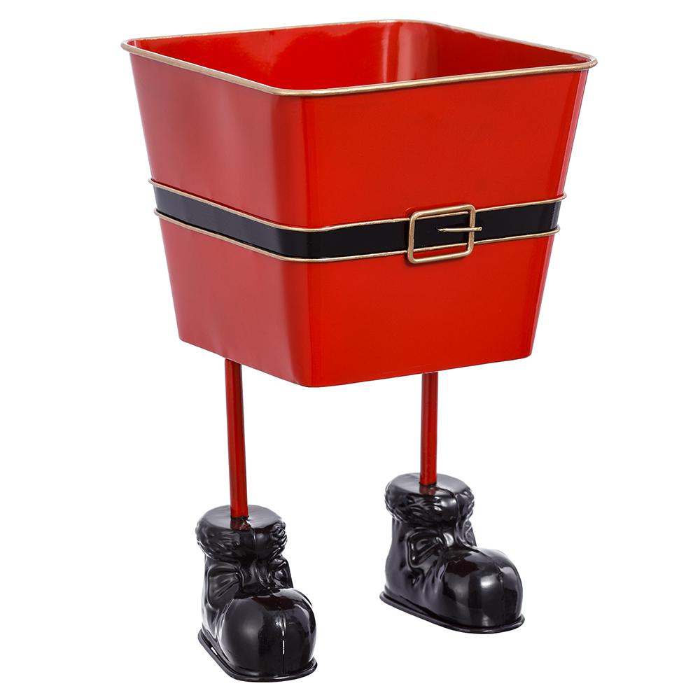 Square Metal Santa Planter