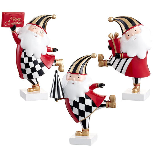 Christmas Carousel Collection - 8" Santa (SET OF 3) -  Red White
