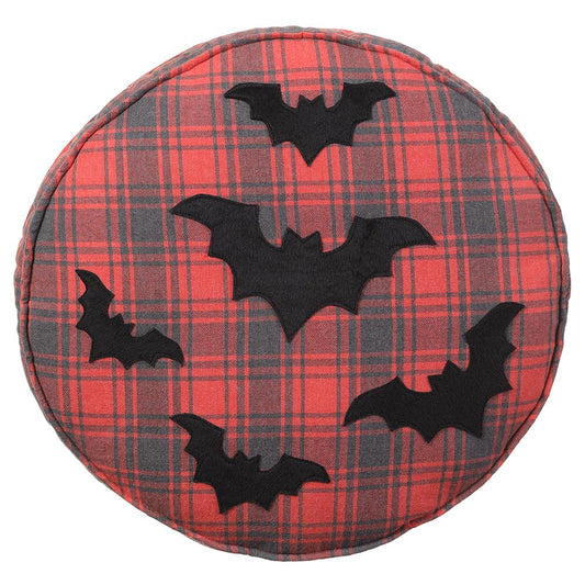 16" Plaid Bat Round Pillow