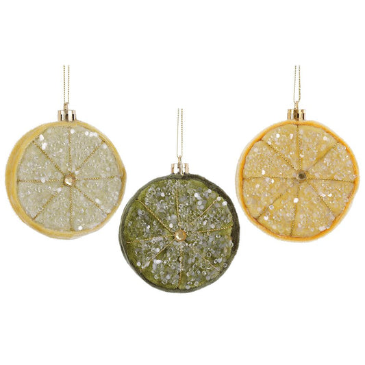 3" Beaded Sliced Lemon Ornament - SET OF 3