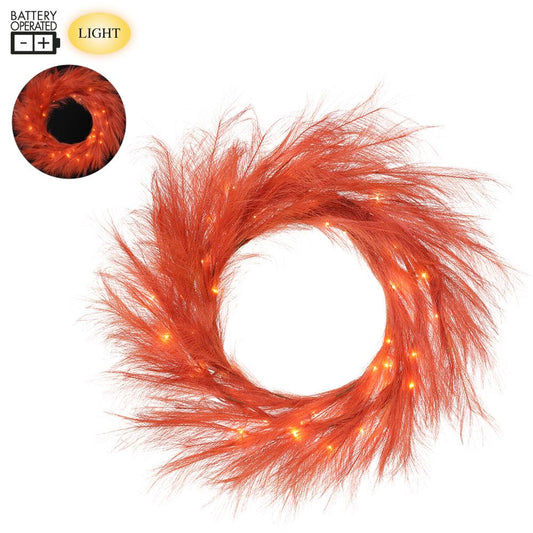 26" Battery Operated Pampas Grass Wreath