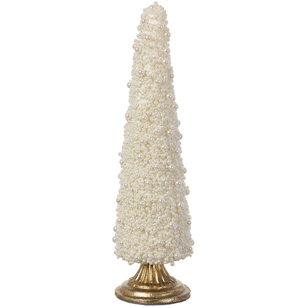 Royal Court Collection - 15" Pearl Cone Topiary With Stand