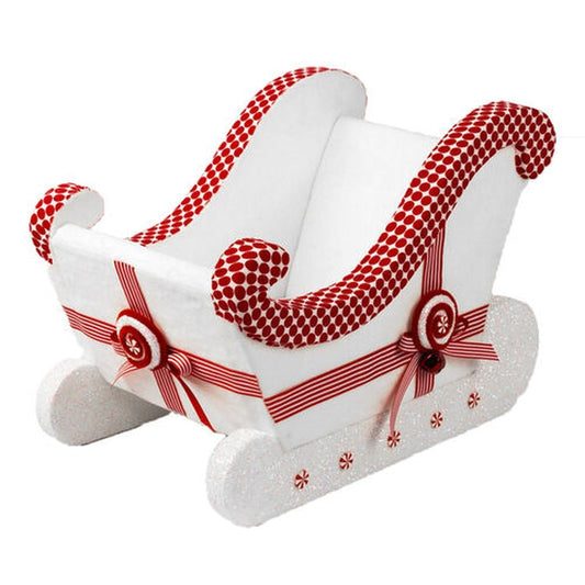 December Diamonds Candy Cane Lace 17" White Candy Sleigh.