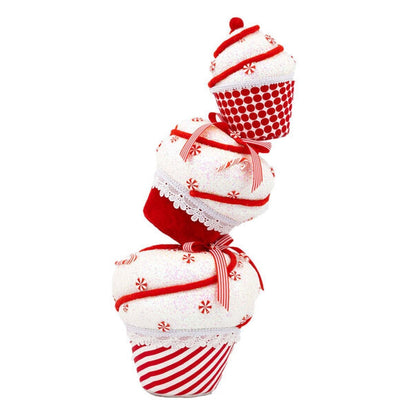 December Diamonds Candy Cane Lace 20" Peppermint Cupcake Stack.