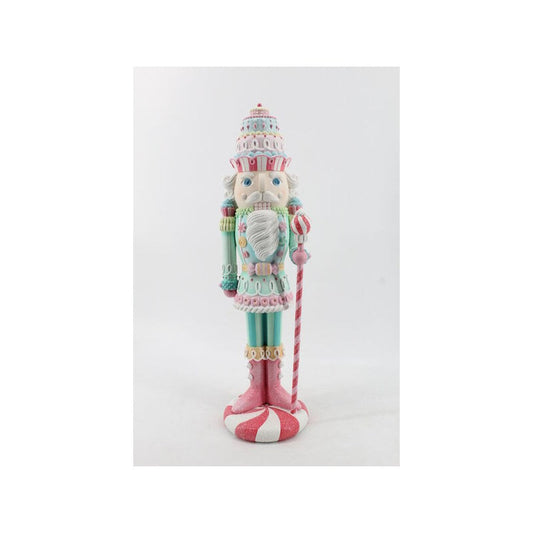 Santa's Sweet Shoppe Collection December Diamonds 22-inch Pink and Blue Nutcracker with Staff