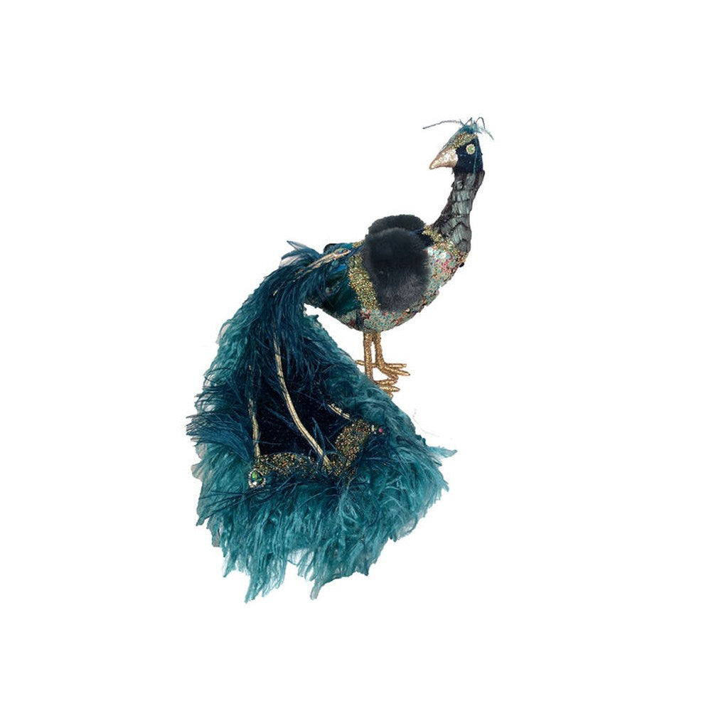 December Diamonds 23.5-inch Fancy Feather Peacock Teal Figurine