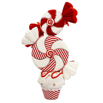 December Diamonds Candy Cane Lace 27" Peppermint Stacked Tree