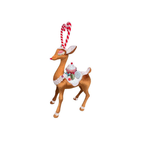 December Diamonds 29.5-inch Candy Reindeer with Cupcake Figurine