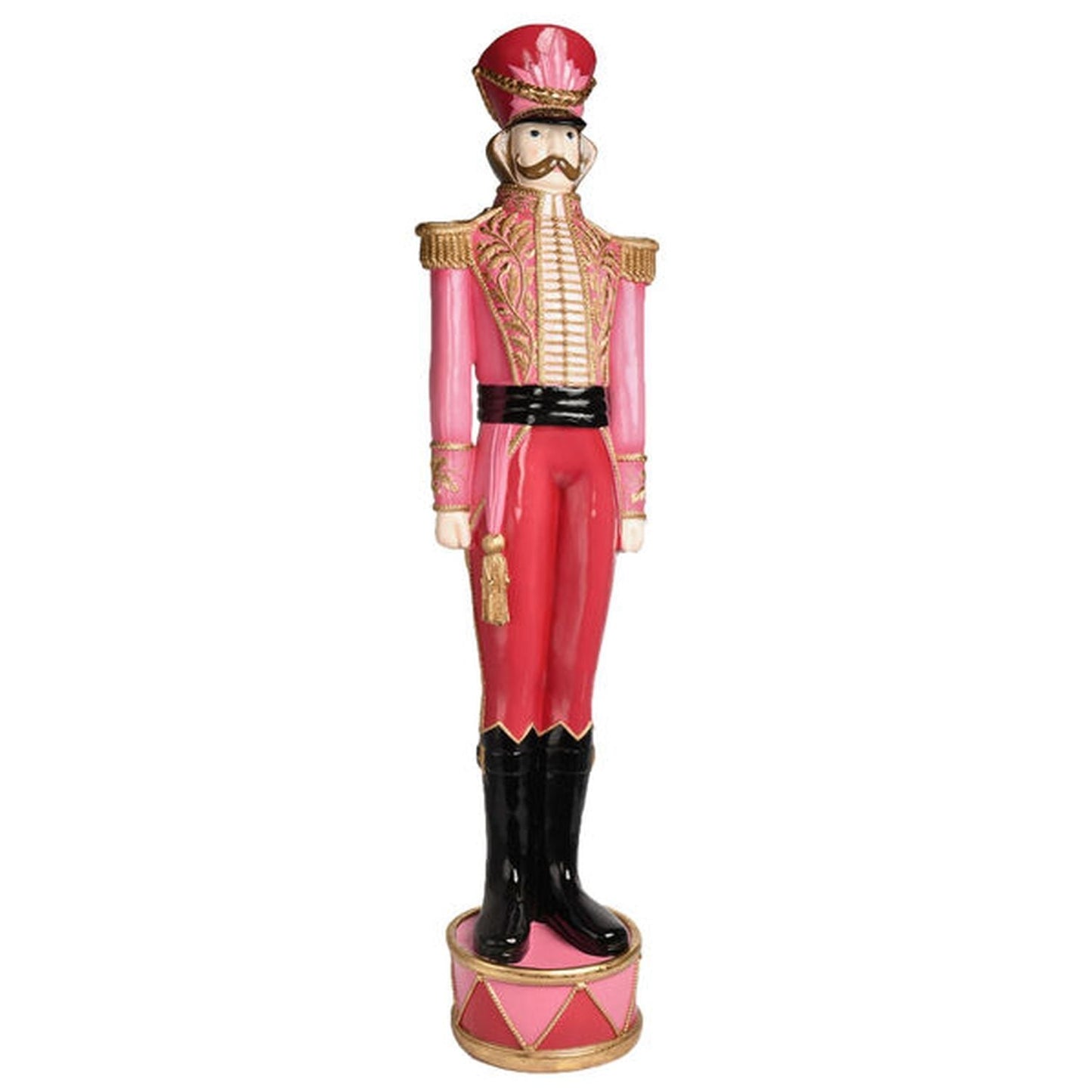 December Diamonds Pink Christmas 4-Ft Pink/ Gold Nutcracker On Drum.