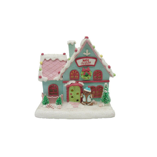 December Diamonds 7-inch LED Blue Gingerbread House Figurine