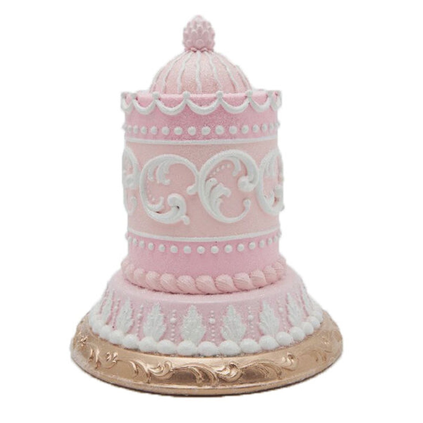 December Diamonds 9.25" Pink Cake On Gold Base.