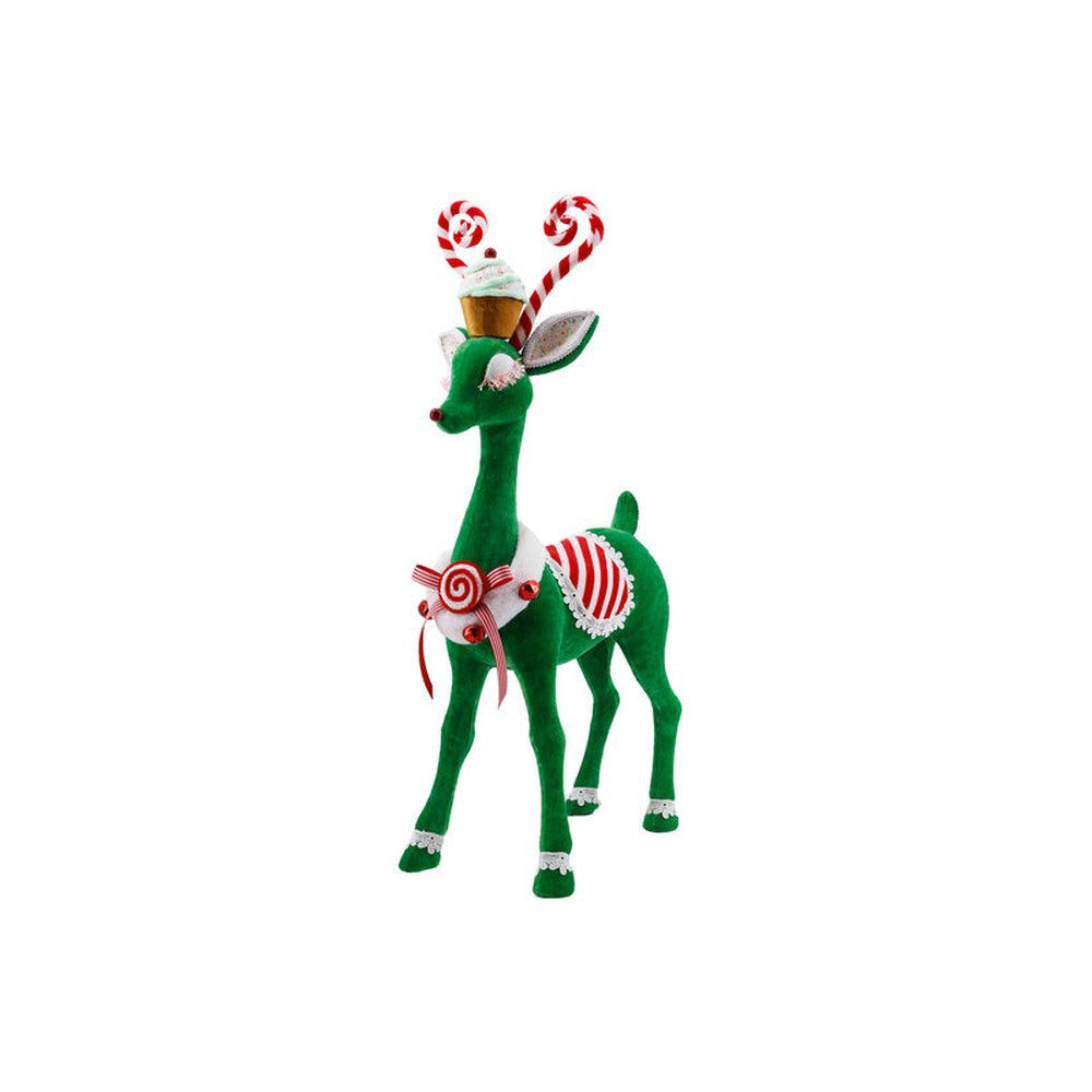 December Diamonds Green Deer with Cupcake Figurine