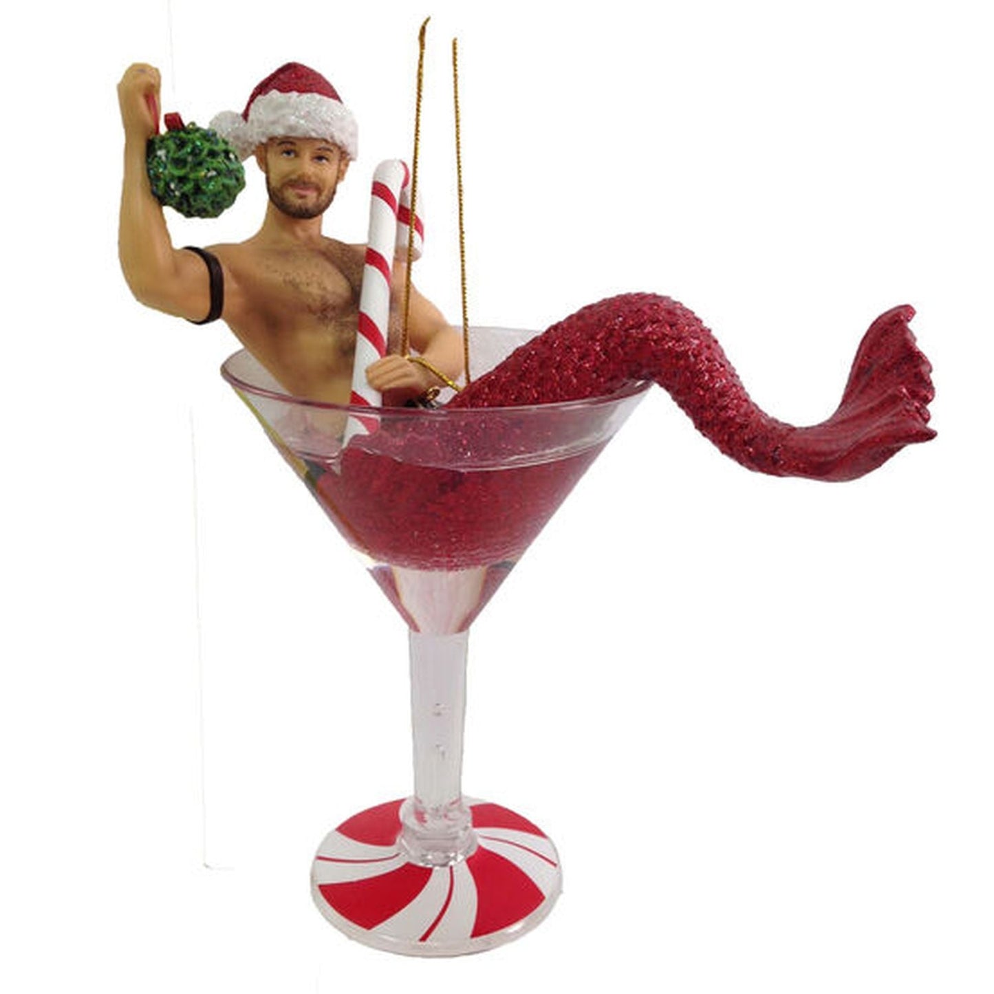 December Diamonds Mermen Collections - Mistletoe Santa Figurine