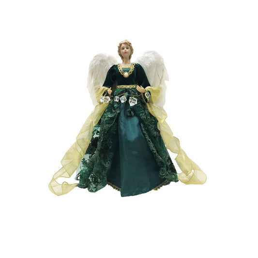 December Diamonds Peacock Teal Angel Topper Figurine