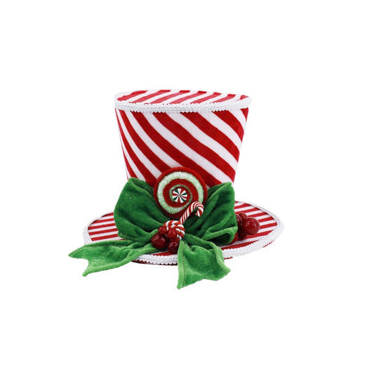 December Diamonds Red and White Stripe Top Hat Figurine