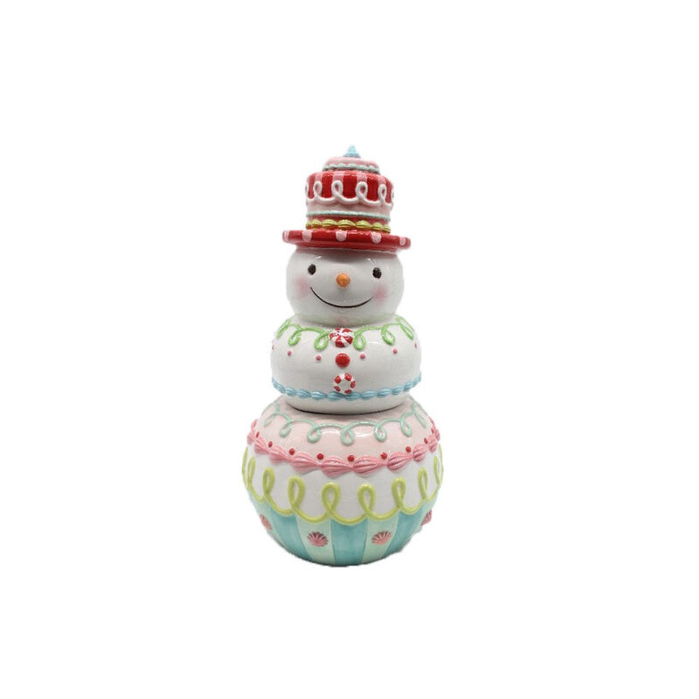 Santa's Sweet Shoppe Collection December Diamonds Snowman Cookie Jar Figurine.