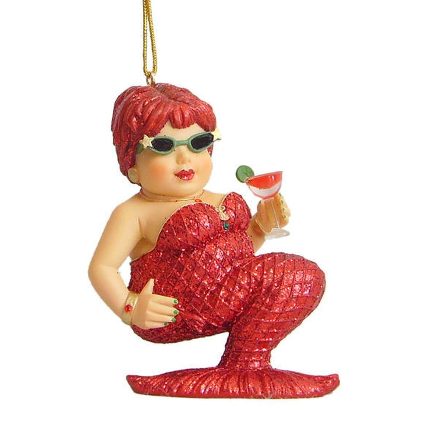 December Diamonds Mermaids Strawberry Margarita Ornament-Glitter Sparkles!