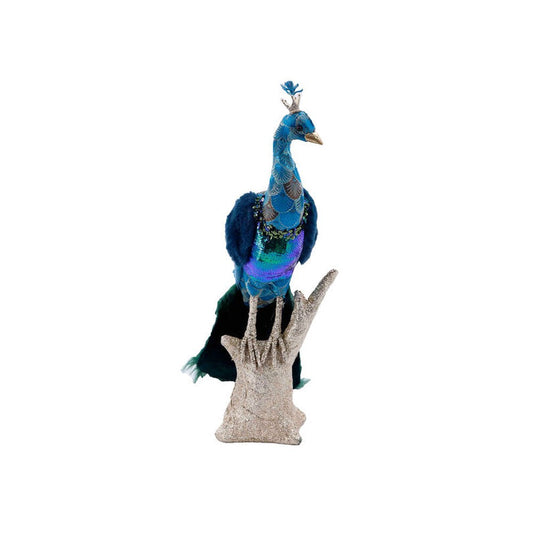 December Diamonds Teal Peacock on Base - Medium Figurine