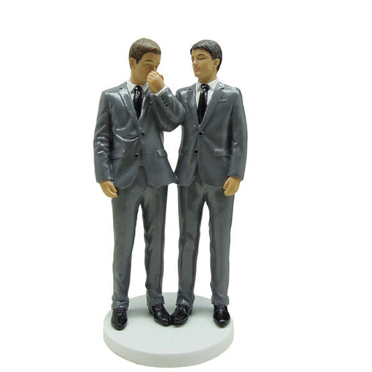 December Diamonds Wedding Figurine - Grooms "Everlasting Love" Grey Suits