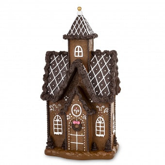 15.75" RESIN CHOCOLATE GINGERBREAD HOUSE