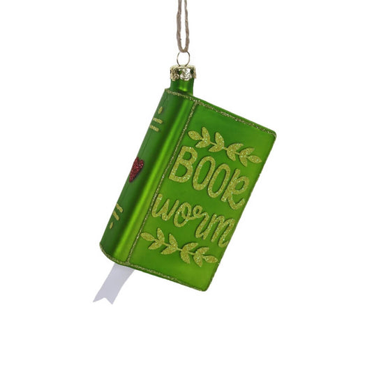 Book Worm Ornament, 5"