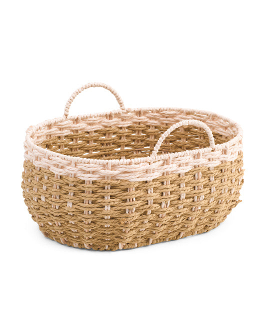 14" Oval Tapered Basket With Contrast Trim