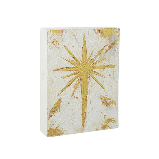 Raz Imports 2022 Holiday In Provence 8" North Star Block Wall Art