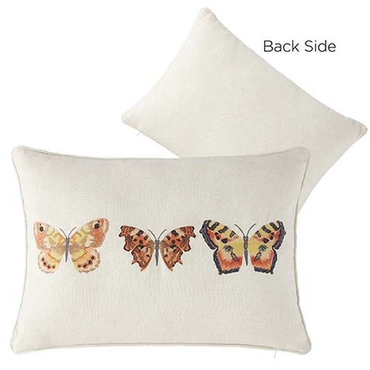 Raz Imports Natural Surroundings 20" Butterfly Embroidered Lumbar Pillow