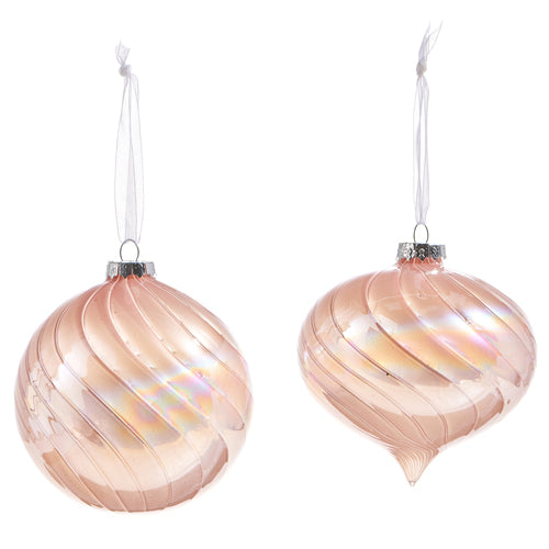 Raz Imports 2023 Jingle & Cocoa 4" Iridescent Pink Ornament, Asst of 2