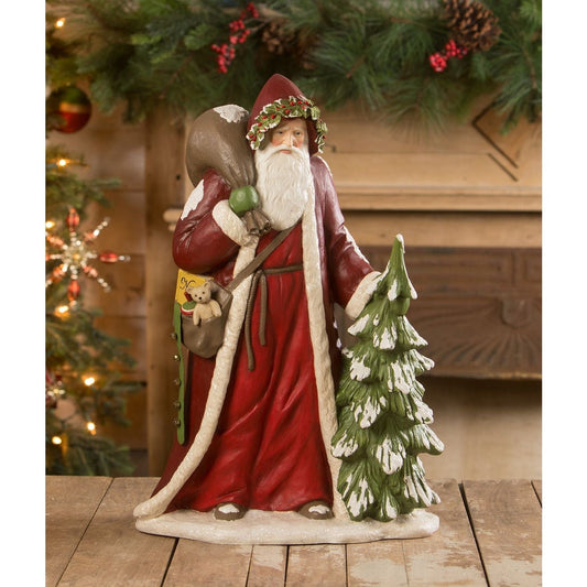 Bethany Lowe Traditional Father Christmas With Tree Figurine