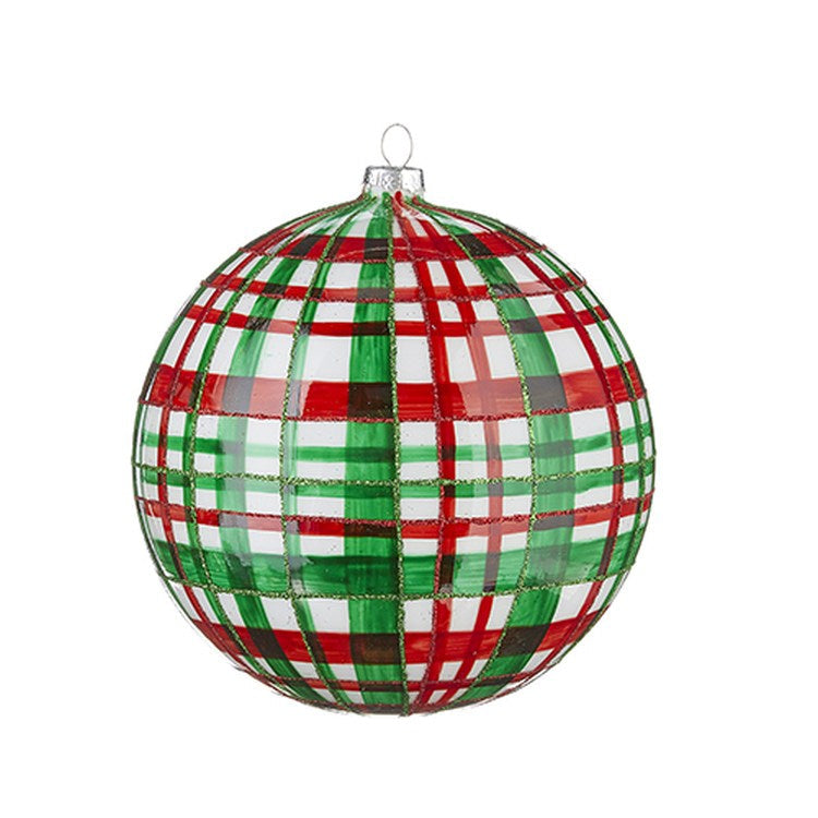 Raz Imports 2022 North Pole Friends 6" Plaid Ball Ornament