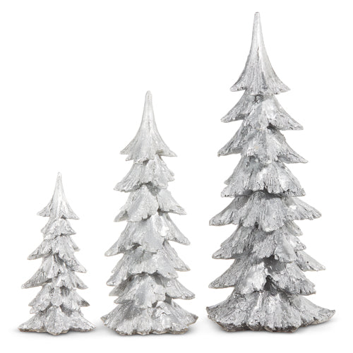 Raz Imports 2023 Winter Frost 16.5" Silver Glitter Trees, Set of 3