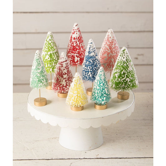 Bethany Lowe Colorful Bottle Brush Trees Small, Set Of 9