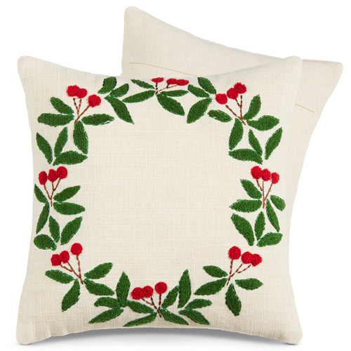 Raz Imports 2023 Heartfelt Holiday 12" Holly Wreath Pillow