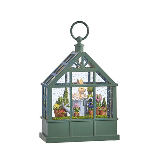 Raz 2023 Spring Lanterns 9.5" Bunny In Watering Can Lighted Water Greenhouse