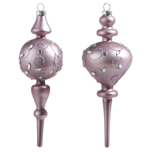 Raz Imports 2023 Winter Frost 7.5" Jeweled Purple Finial Ornament, Asst of 2