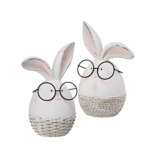 Regency International Resin and Metal Four-Eyed Bunny Egg 6.75" Set of 2 Asst.