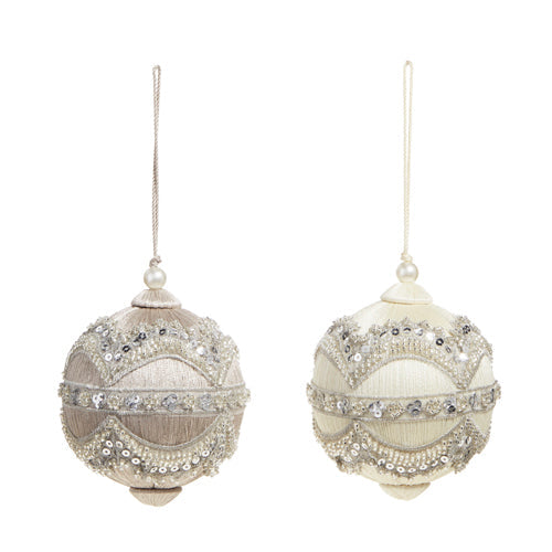 Raz Imports 2023 Bon Noel 4" Jewel And Wrapped Thread Ball Ornament, Asst of 2